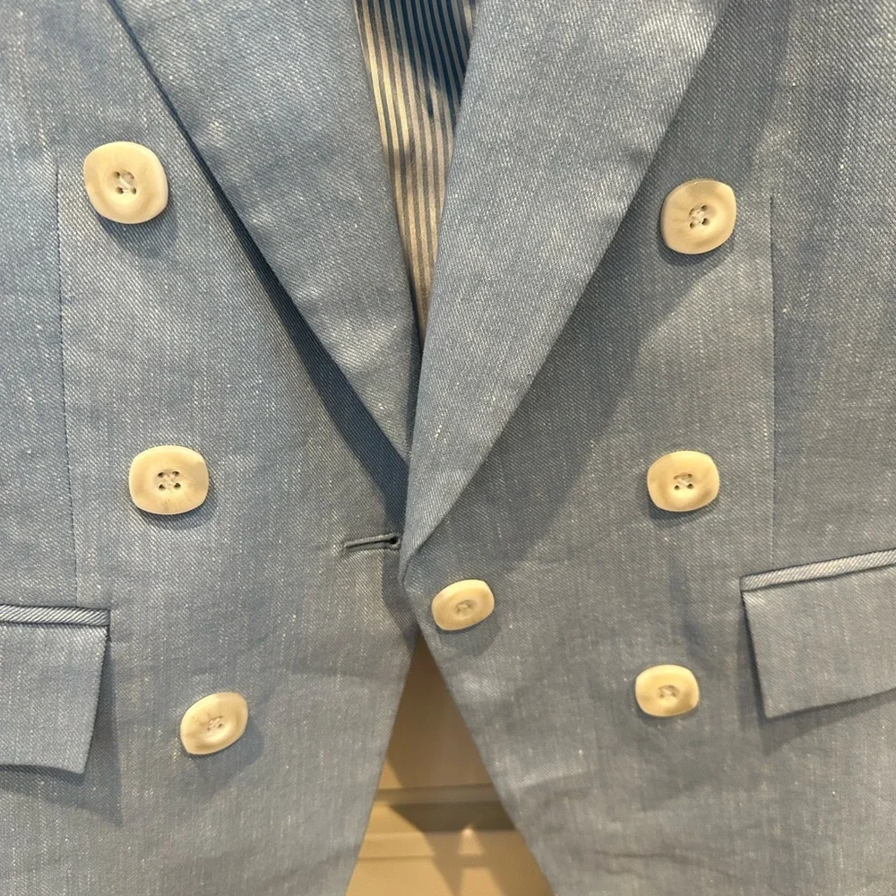Veronica Beard Sky Blue Blazer size 10 linen. Worn once!! - Picture 4 of 6